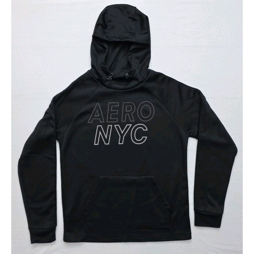 Aero NYC Mens Black Pullover Hokdie With Drawstrings Small